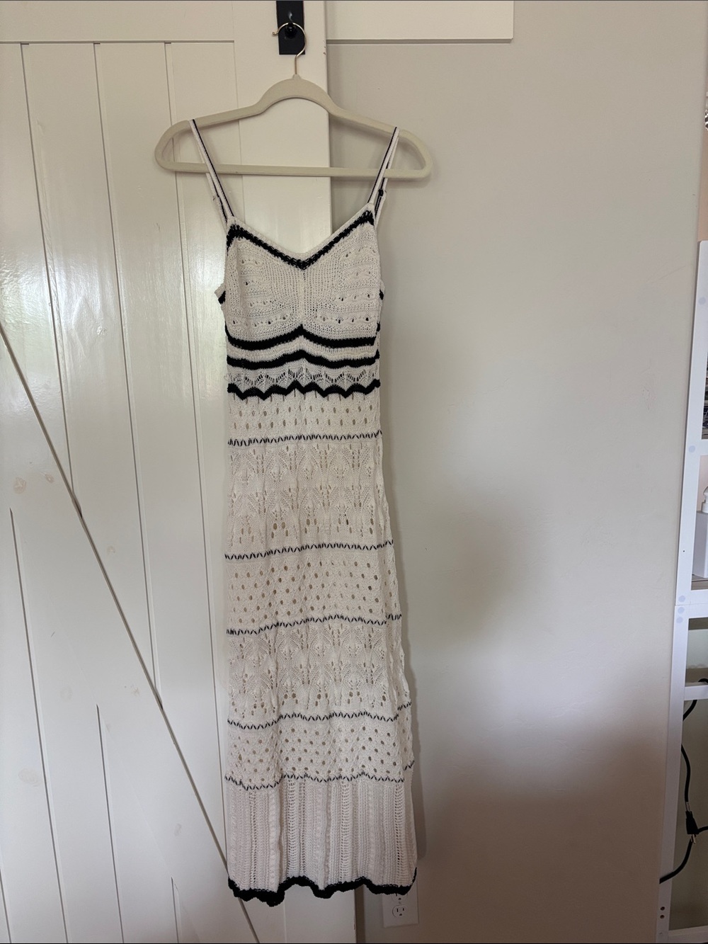 ILLA ILLA White and Black Crochet Maxi Dress
